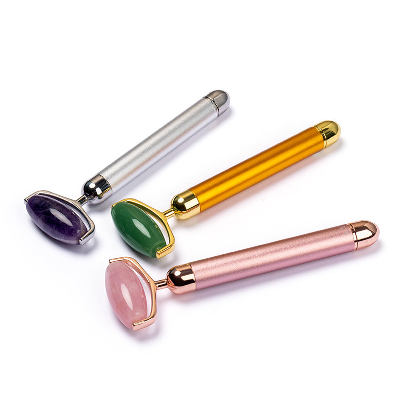 Electric Jade Face Roller Beauty Stick Golden Facial Massager
