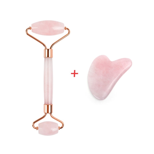 Natural Jade Rose Quartz Face Roller Slimming Lifting Massager