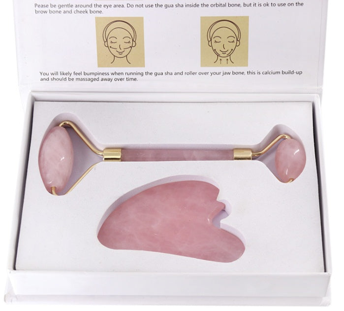 Natural Jade Rose Quartz Face Roller Slimming Lifting Massager