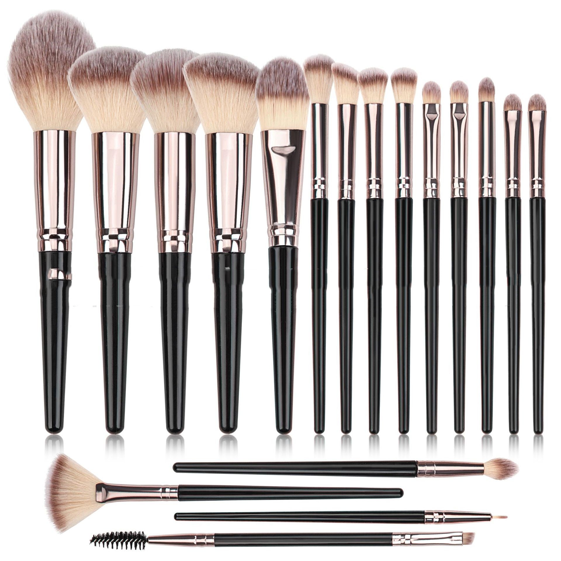 Black Makeup Brush Set For Foundation And Eyeshadow