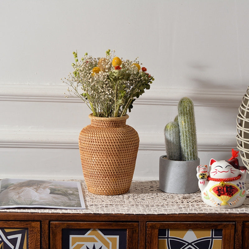 Rattan Woven Floral Vase Decorative Table Basket