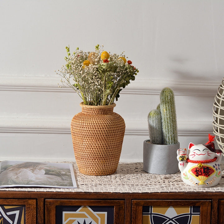 Rattan Woven Floral Vase Decorative Table Basket