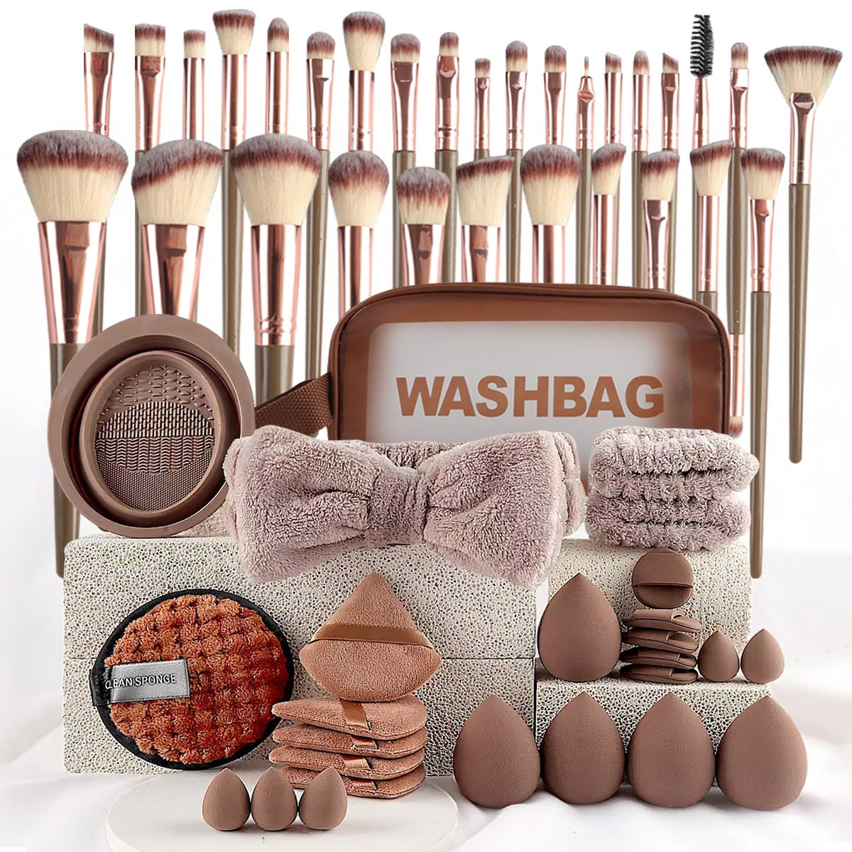 Black Makeup Brush Set For Foundation And Eyeshadow
