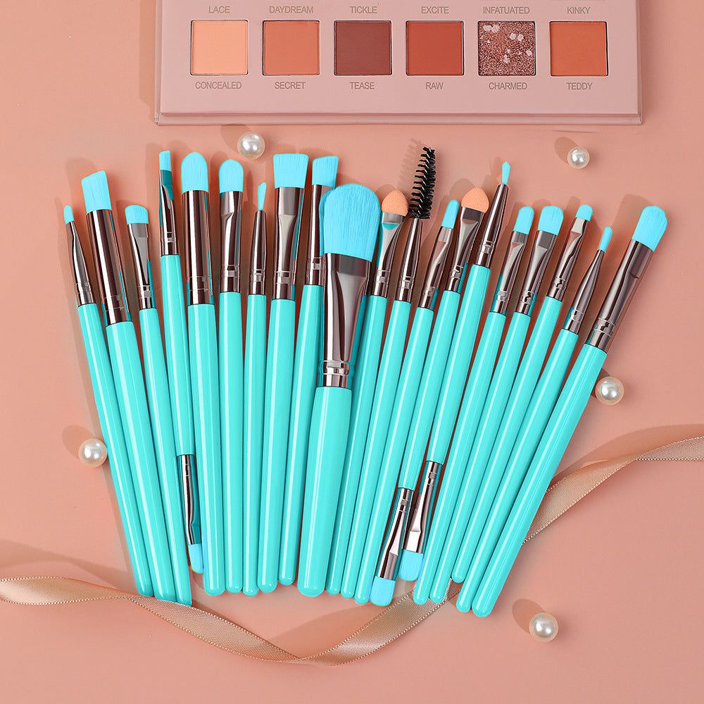 20-Piece Fluorescent Makeup Brush Set For Face And Eyes