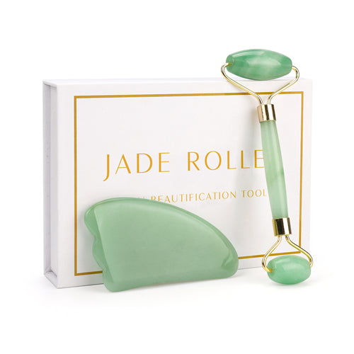 Natural Jade Rose Quartz Face Roller Slimming Lifting Massager
