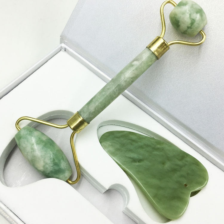 Natural Jade Rose Quartz Face Roller Slimming Lifting Massager