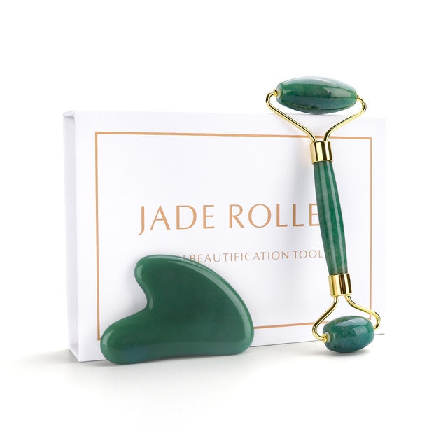 Natural Jade Rose Quartz Face Roller Slimming Lifting Massager