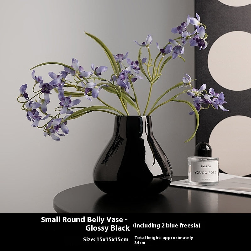 Ceramic Round Belly French High Sense Decorative Household Vases