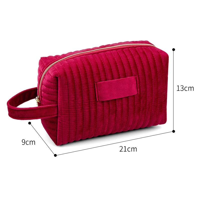 Velvet Large-Capacity Portable Makeup Organizer Bag