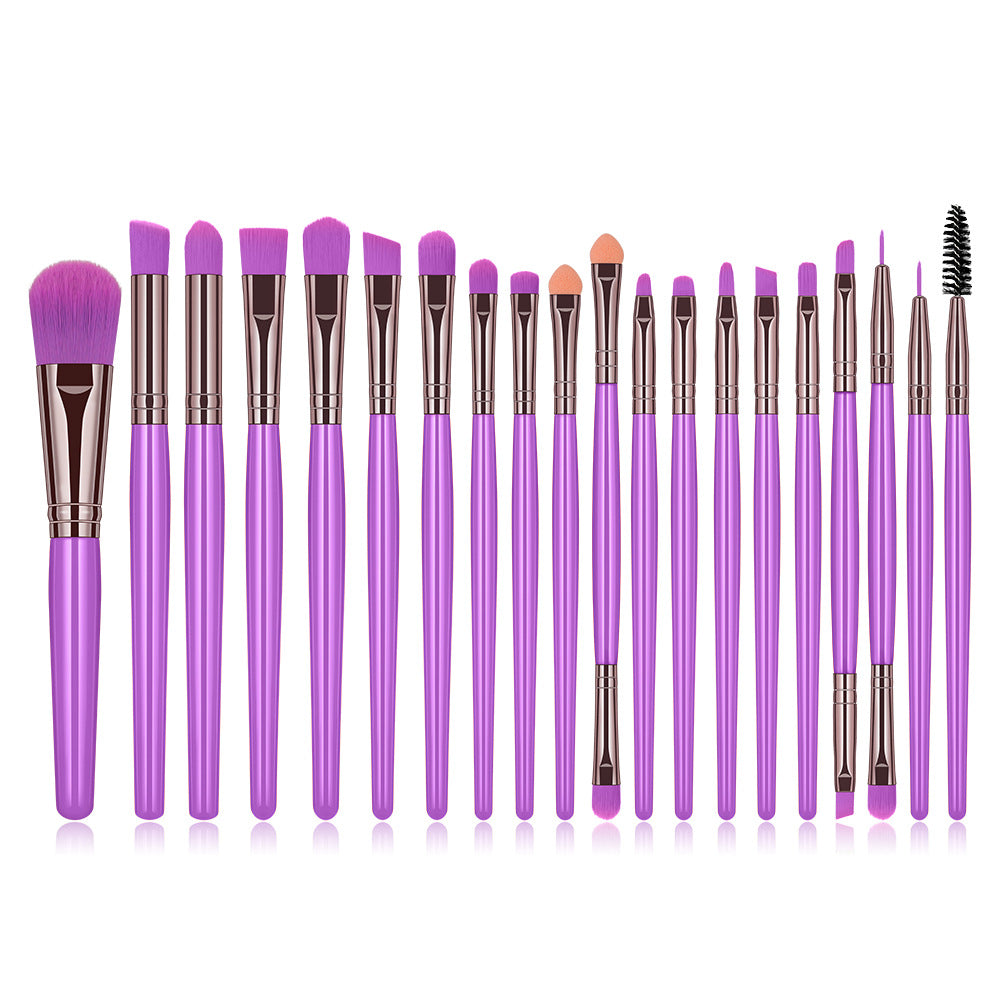 20-Piece Fluorescent Makeup Brush Set For Face And Eyes