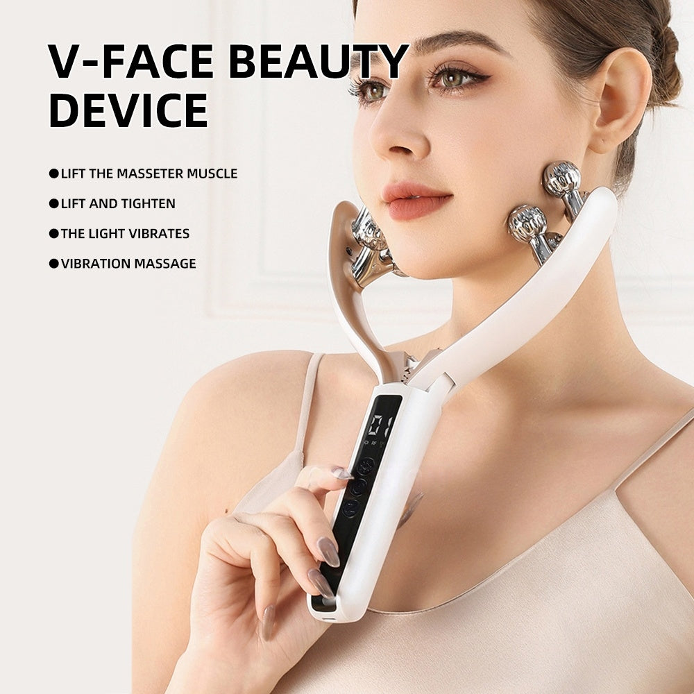 EMS Microcurrent V Roller Face Slimming Massager Red Blue Light Electric