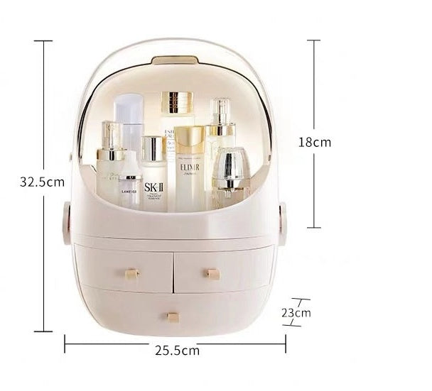 Multi-Function Dustproof Cosmetic Storage Box With Mirror Portable Desktop Organizer