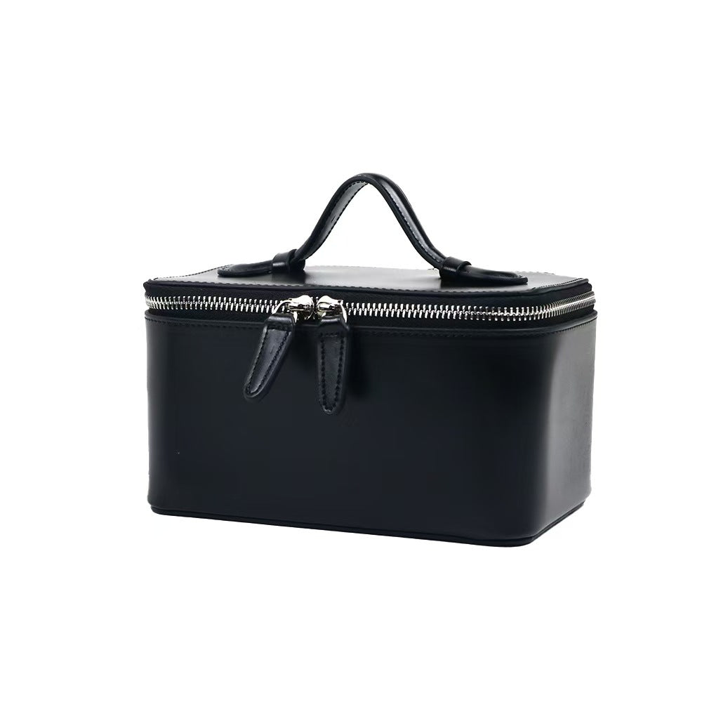 Handheld Leather Cosmetic Bag Large-Capacity Makeup Organizer