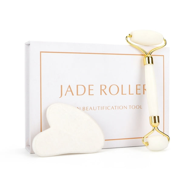 Natural Jade Rose Quartz Face Roller Slimming Lifting Massager