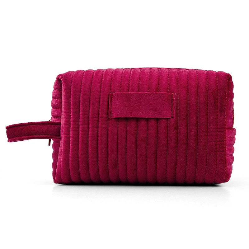 Velvet Large-Capacity Portable Makeup Organizer Bag