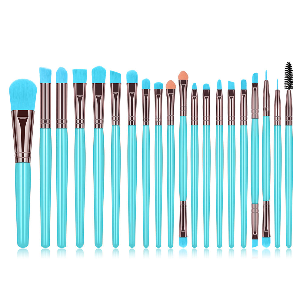 20-Piece Fluorescent Makeup Brush Set For Face And Eyes