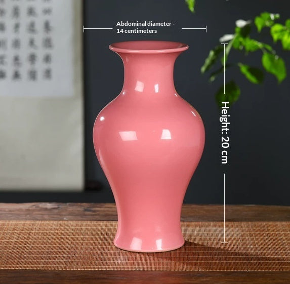 Pink Antique Style Vase Flower Container Living Room Decor