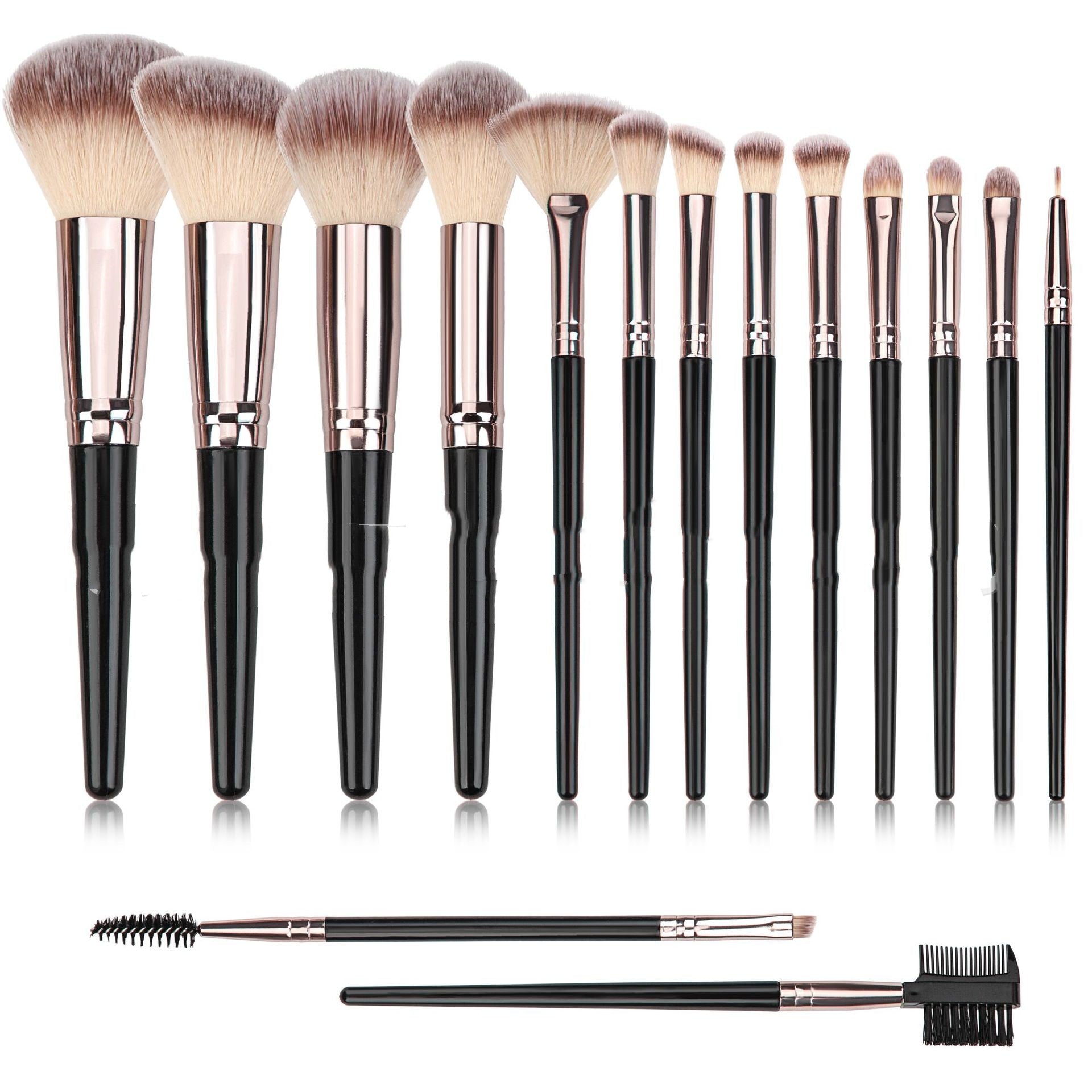 Black Makeup Brush Set For Foundation And Eyeshadow