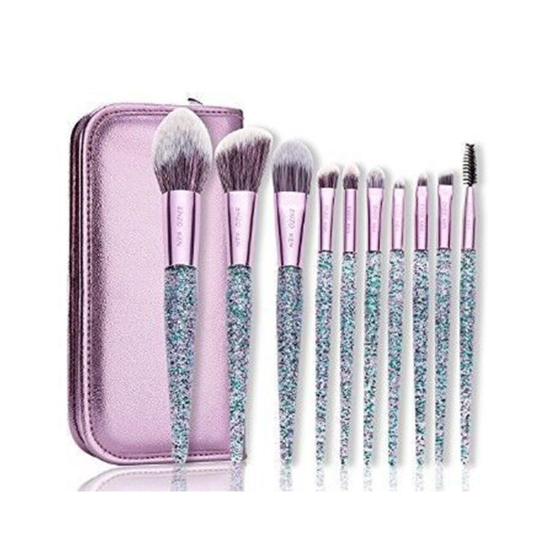 10-Piece Crystal Makeup Brush Set For Powder And Blush