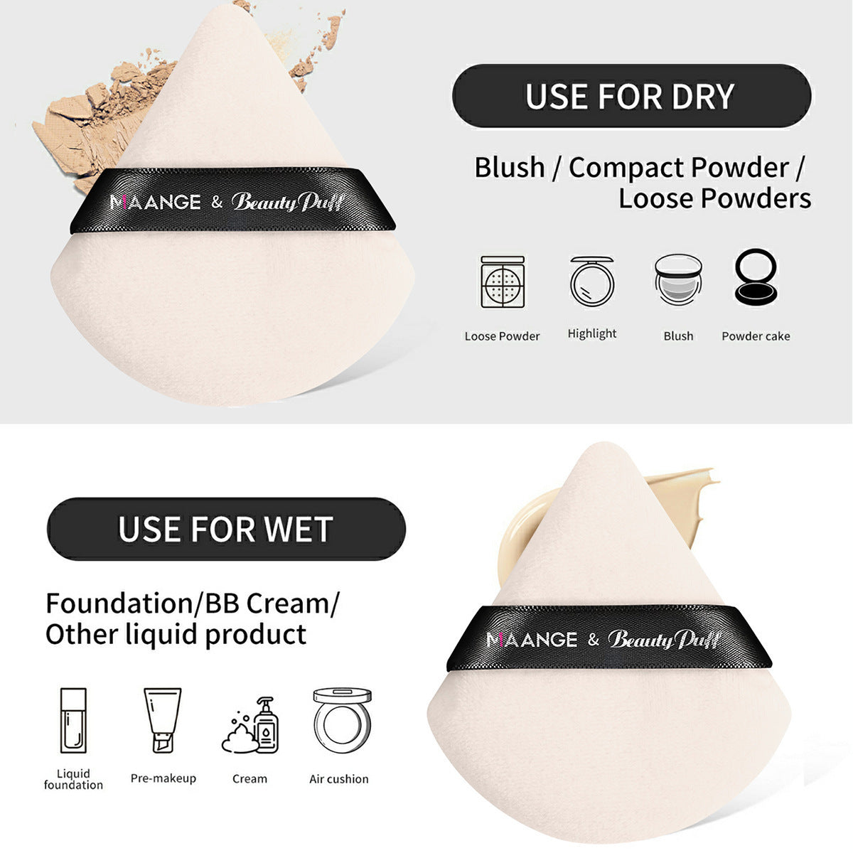 Makeup Brush Triangle Powder Puff Set