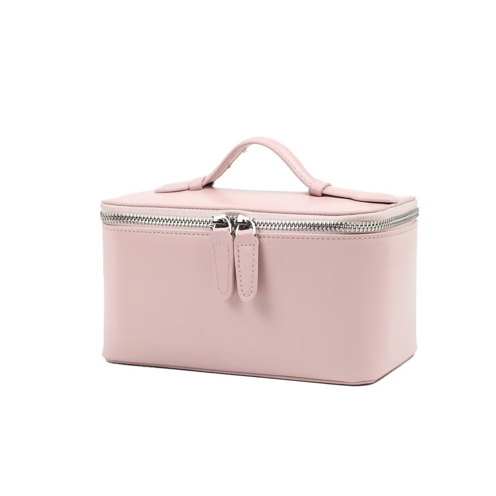 Handheld Leather Cosmetic Bag Large-Capacity Makeup Organizer