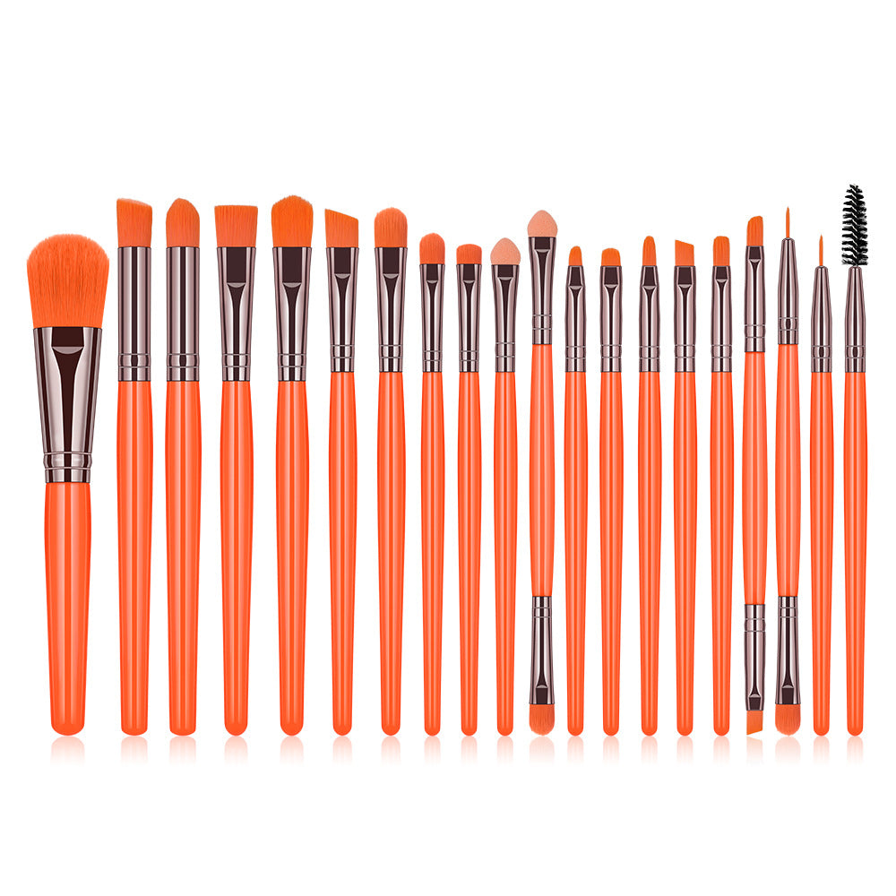 20-Piece Fluorescent Makeup Brush Set For Face And Eyes