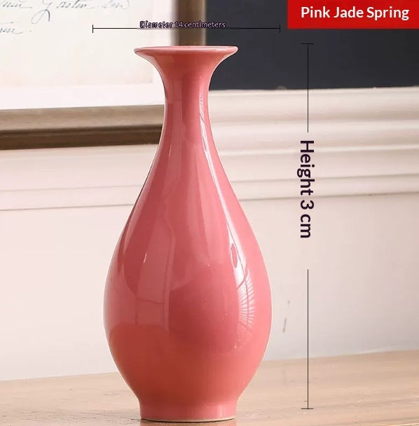 Pink Antique Style Vase Flower Container Living Room Decor