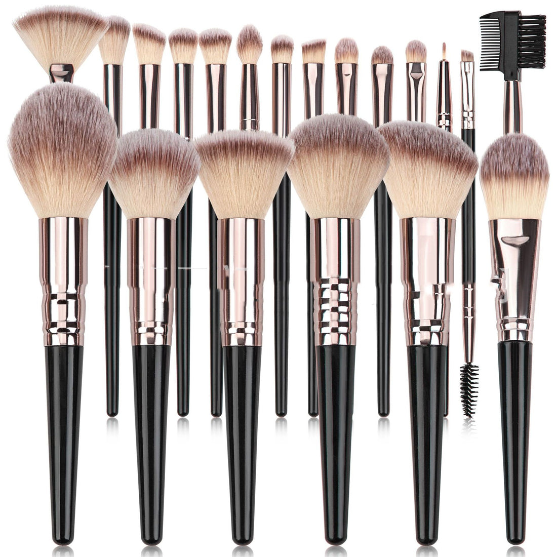 Black Makeup Brush Set For Foundation And Eyeshadow
