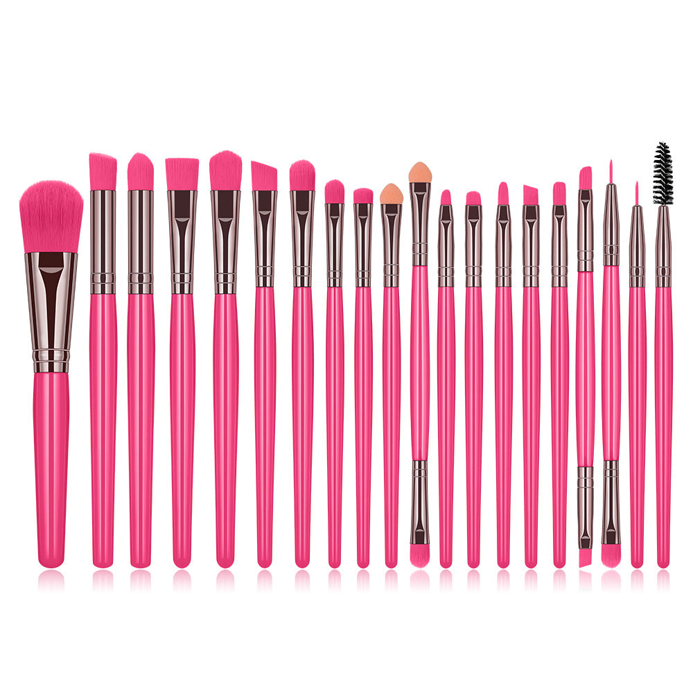 20-Piece Fluorescent Makeup Brush Set For Face And Eyes