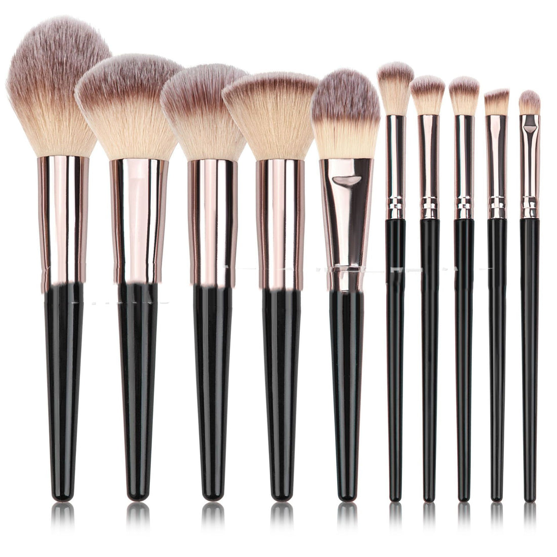 Black Makeup Brush Set For Foundation And Eyeshadow