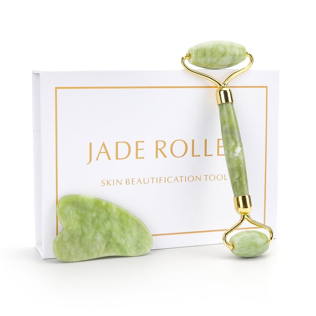Natural Jade Rose Quartz Face Roller Slimming Lifting Massager