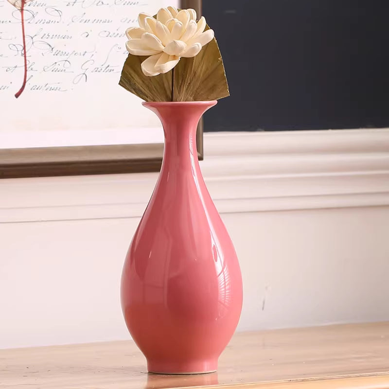 Pink Antique Style Vase Flower Container Living Room Decor