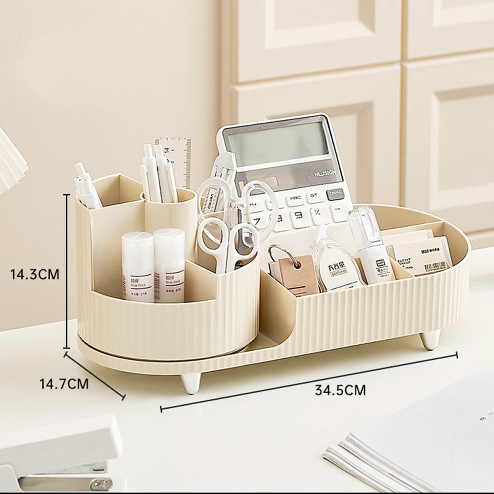 Rotating Makeup Organizer With Brush Holder Large Capacity Vanity Storage Case