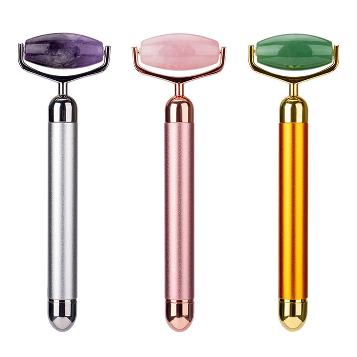 Electric Jade Face Roller Beauty Stick Golden Facial Massager
