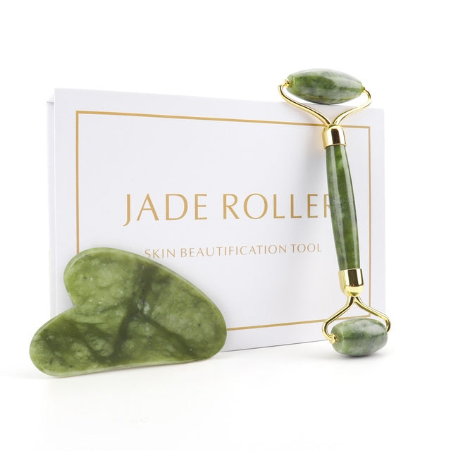 Natural Jade Rose Quartz Face Roller Slimming Lifting Massager