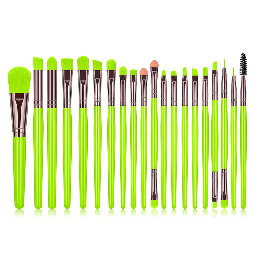 20-Piece Fluorescent Makeup Brush Set For Face And Eyes
